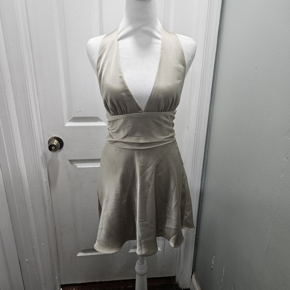 Elegant Cream Halter Dress